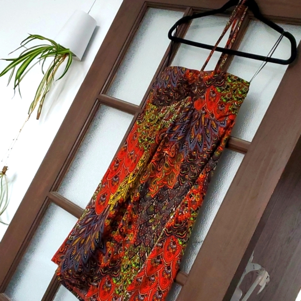 Strapless/Halter Multi-Colored Dress